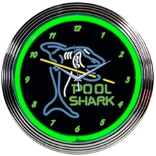 Neonetics 8POOLS Pool Shark ManCave 16 Inches Neon Clock