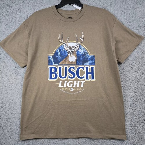 Busch Light Beer Shirt Mens Extra Large XL Brown Hunting Casual Brew Retro NWT - Picture 2 of 14