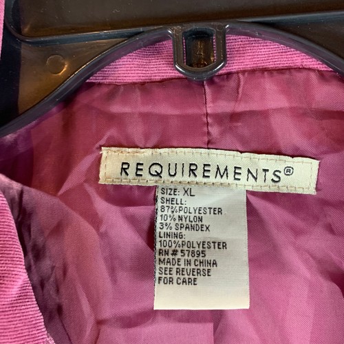 Requirements Women's Two-Button Front Lined Pink Corduroy Blazer Jacket Size XL - Picture 2 of 8