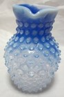 4 Signed Czech Hobnail  Pieces, 3 Opalescent, 1 Clear, 2 Vases 1 Bowl, 1 Pitcher — photo 3
