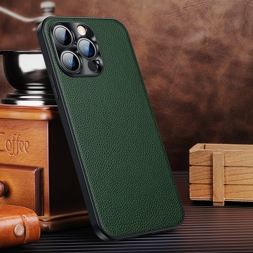 Funda de cuero Litchi rígida suave delgada a prueba de golpes 14 15 13 12 para iPhone 16 Pro Max - Imagen 24 de 24