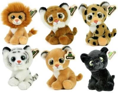 Plüsch Tiger Puma Panther Löwin Leopard Löwe Plüschtier mit Funkelaugen 20 cm  