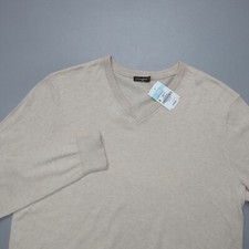 J. McLaughlin Milton Lightweight V Neck Sweater Sandstone Men's Size S