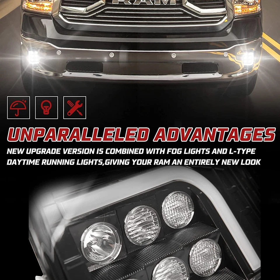 Par de luces antiniebla LED con juego DRL para Dodge Ram 1500 2013-2018 BUNKER INDUSTRIT Foto 4 de 4