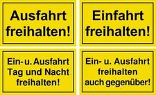 Schild - Ein- und Ausfahrt freihalten - Einfahrt Tag und Nacht auch gegen&uuml;ber