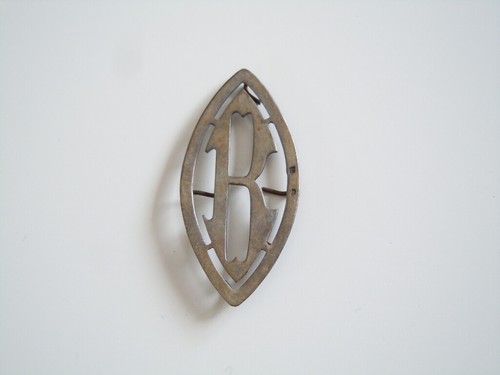 Antique Brooch Silver Tested Application Emblem Spike Letter B Hallmark