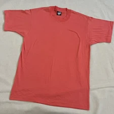 Vtg Screen Stars Best Blank Single Stitch T Shirt Large Made In USA Coral/Salmon
