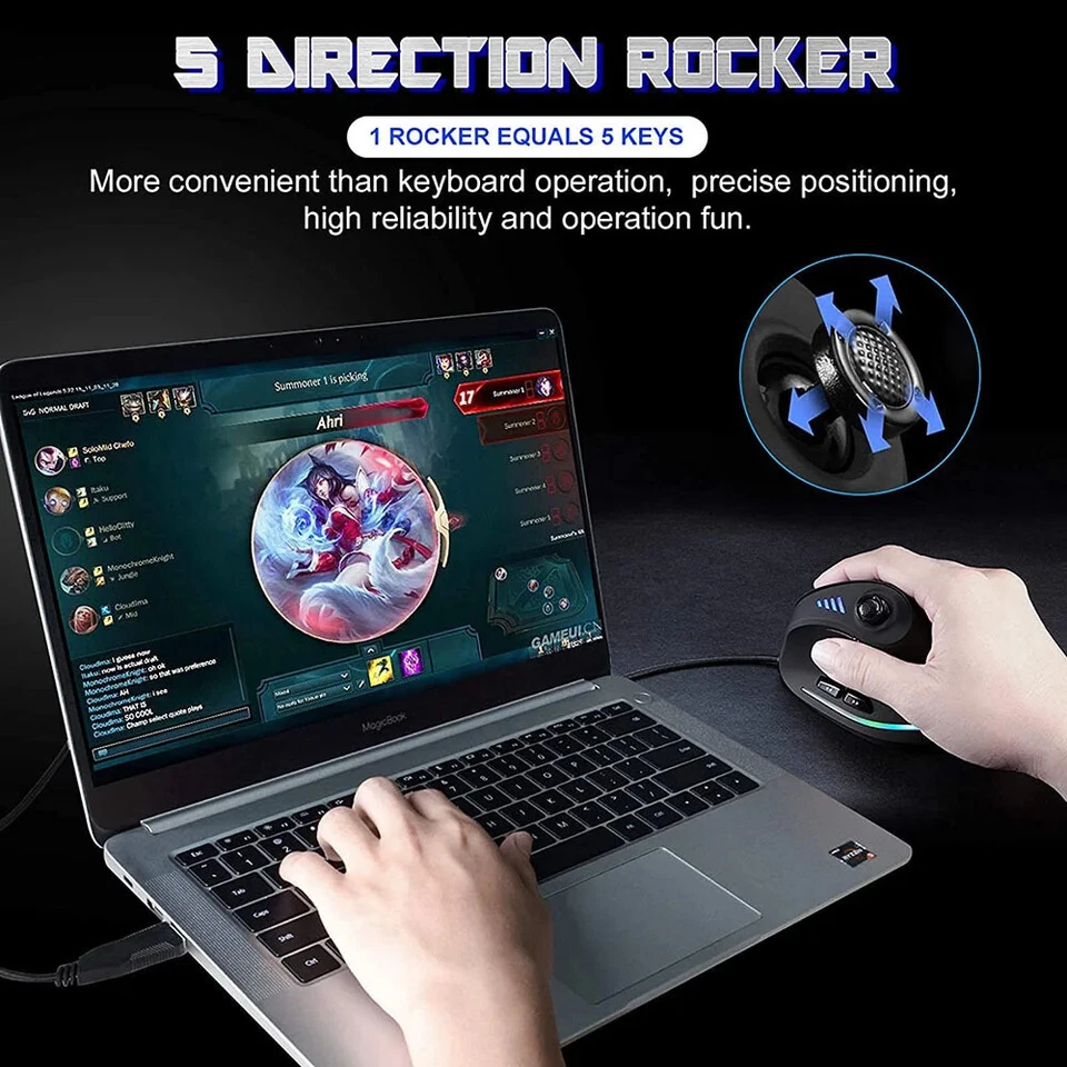 Vertical Gaming Mouse Wired RGB Ergonomic USB Joystick Programmable Gaming Mice - Image 4 of 4