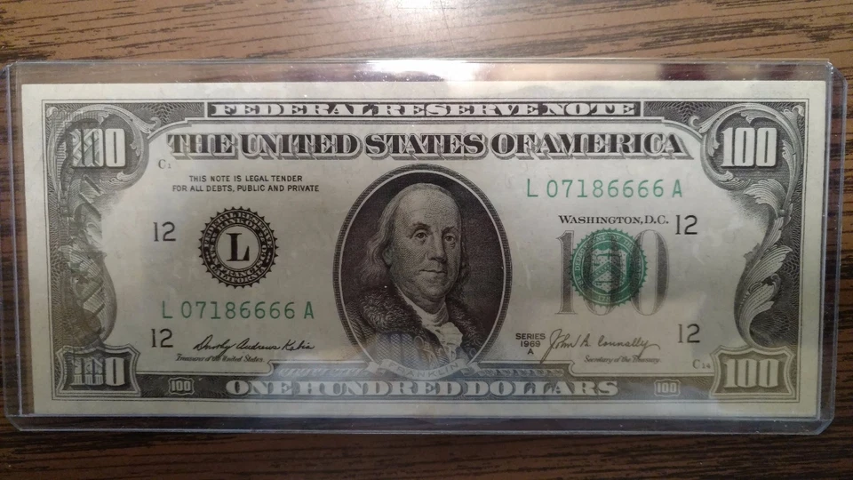1969 A Federal Reserve Note $100.00 BILL OFFSET PRINT ERROR NOTE UNCIRCULATED++ - Image 2 of 4