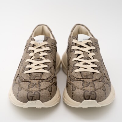 Size G 13 US 13.5 Gucci 100 Rhyton Sneaker Beige Monogram Macro GG
