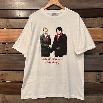 90’s Nixon &Elvis TシャツUSA製ニクソンとエルビスプレスリー Vintage Elvis Presley Meets Richard Nixon Shirt President & The