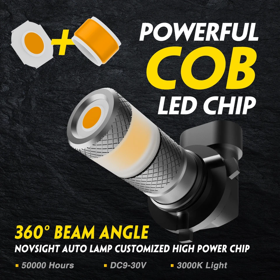 NOVSIGHT 2PC HB4 9006 Fog Light LED DRL Lamps 6500K Daytime Running Lights COB - Image 3 of 4