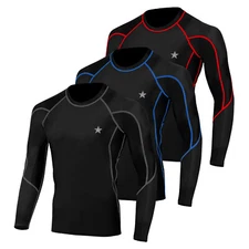 Mens Compression Armour Base Layer Top Long Sleeve Thermal Gym Sports Shirt