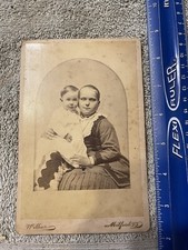 Vintage Original Black And White Photo Children Cabinet Card