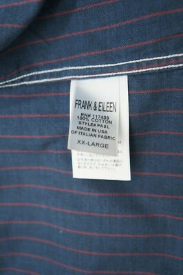 $258 Frank & Eileen Mens Cotton Blue & Red stripe Shirt Long