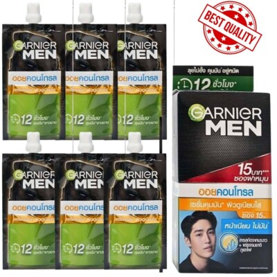 6x Garnier Men Serum Face Cream Oil Control 12H Shine Turbo Light White 7ml.