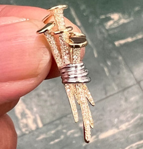 Authentic 2Ct Round Lab-Created Diamond Cluster Coffin Nail Pendant 14K Yellow Gold Plated