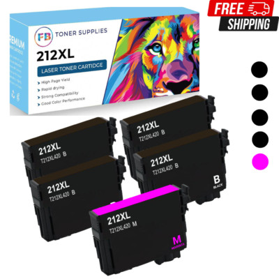 212XL T212 Ink Cartridges 1 Set(4B+1M) for Epson Workforce WF-2830 WF-2850 XP-41