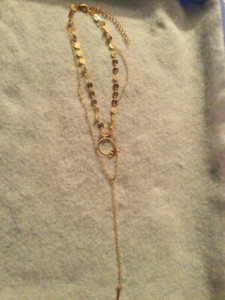 Authentic Gold Plated Y Shaped Circle Ring Pentagram Star Lariat Necklace