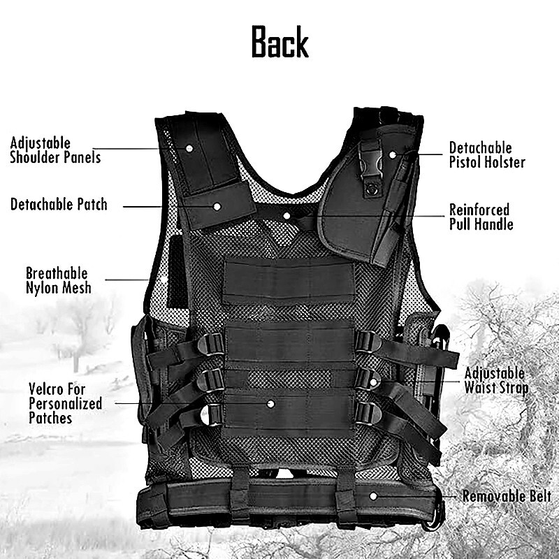 HUNTING MILITARY TACTICAL VEST AMMO MAGAZINE ADJUSTABLE DETACHABLE PISTOL HOLDER eBay