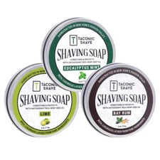 Handcrafted Shave Soaps - 3 Pack Variety -Taconic Shave USA - Large 4 oz. Puck