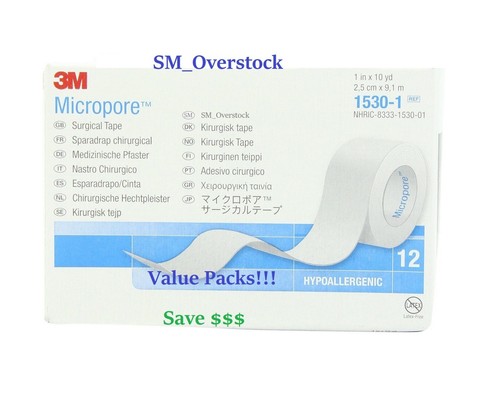 3M Micropore PAPER Surgical Medical Tape 1" x 10 yds 1530-1 ~ 1, 2, 4, 6, 12 - Picture 5 of 8
