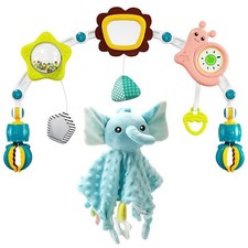 Baby Stroller Arch Toy with Calming Elephant, Adjustable, Foldable Mobile