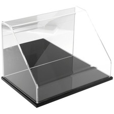 Plymor Clear Acrylic Slant Front Case w/ Black Base Mirror Back 12"W x 8"D x 8"H