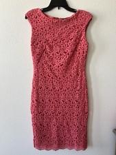 RALPH LAUREN Pink Cotton Lace Cap Sleeve Slim Silhouette Sheath Dress Sz 4