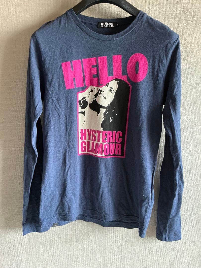 Hysteric Glamour Navy Long Sleeve Print Cotton T-Shirt S Excellent Condition