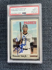 Fernando Tatis Jr 2019 Topps Heritage Auto Rookie Card PSA/DNA Mint 9 Auto 10