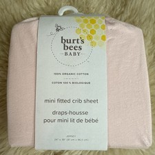 Burts Bees Baby BEESNUG Mini Fitted Crib Sheet Organic Cotton Solid Pink