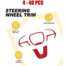 4-40X Red Steering Wheel Assy Cover w/Adhesive Bezel for 2014-2023 Dodge Durango