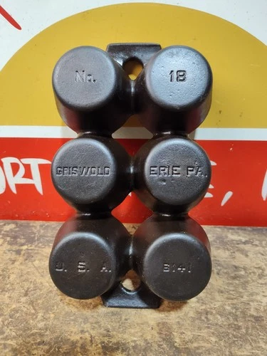 "Fully Restored" GRISWOLD #18 Muffin Pan Large Logo 6141 Seasoned Flat