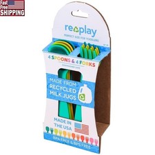 Kids Utensil Set 8 Pack Dishwasher Safe Forks Spoons Eco Friendly Safe Plastic
