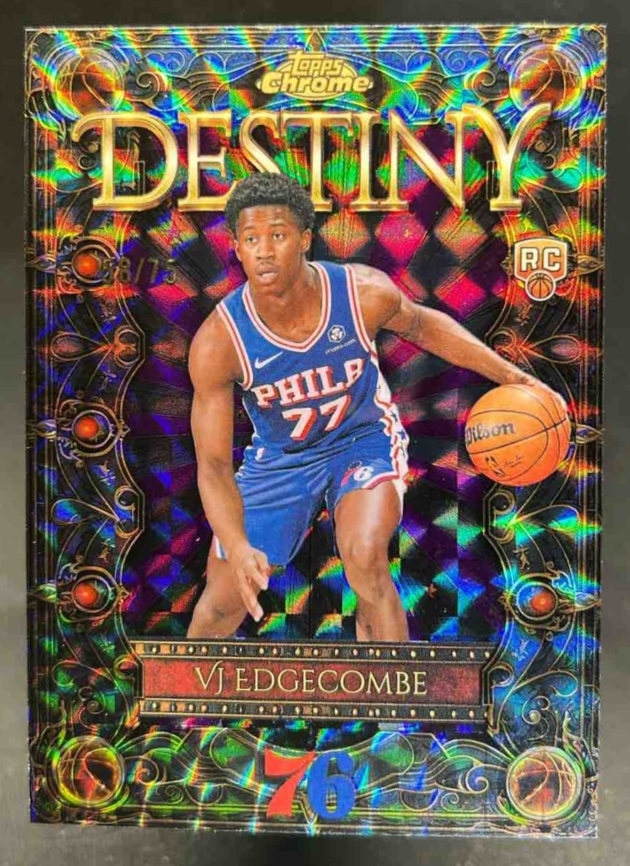 2025-26 Topps Chrome VJ Edgecombe Destiny RC Geometric Purple Refractor #58/75