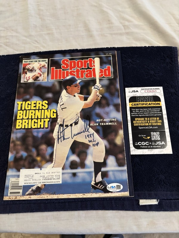 Alan Trammell 1984 W.S. MVP Signed Sports Illustrated Magazine  JSA COA