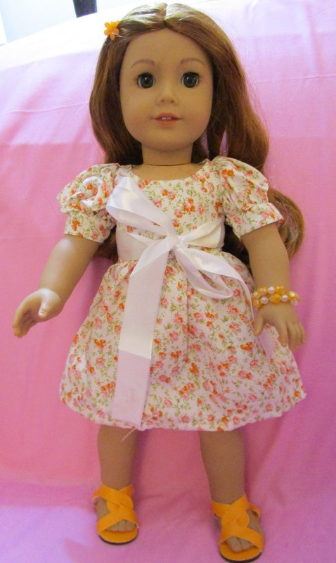 Orange Flowers Dress Set fits Girl Doll 18 Inch Clothes Seller lsful