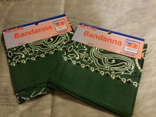 2 - Scotch Green Paisley Cotton Bandanas Scarf Handkerchief Hanky 22" x 22" New