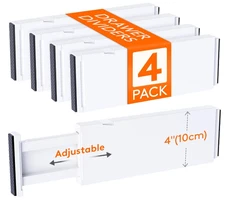 Lifewit 4 Pack Drawer Divider 4" High, 11-17" Adjustable Expandable Organizers