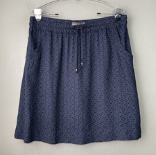 Eddie Bauer Drawstring Skirt Size Medium Blue Batik Summer Casual Coastal Chic