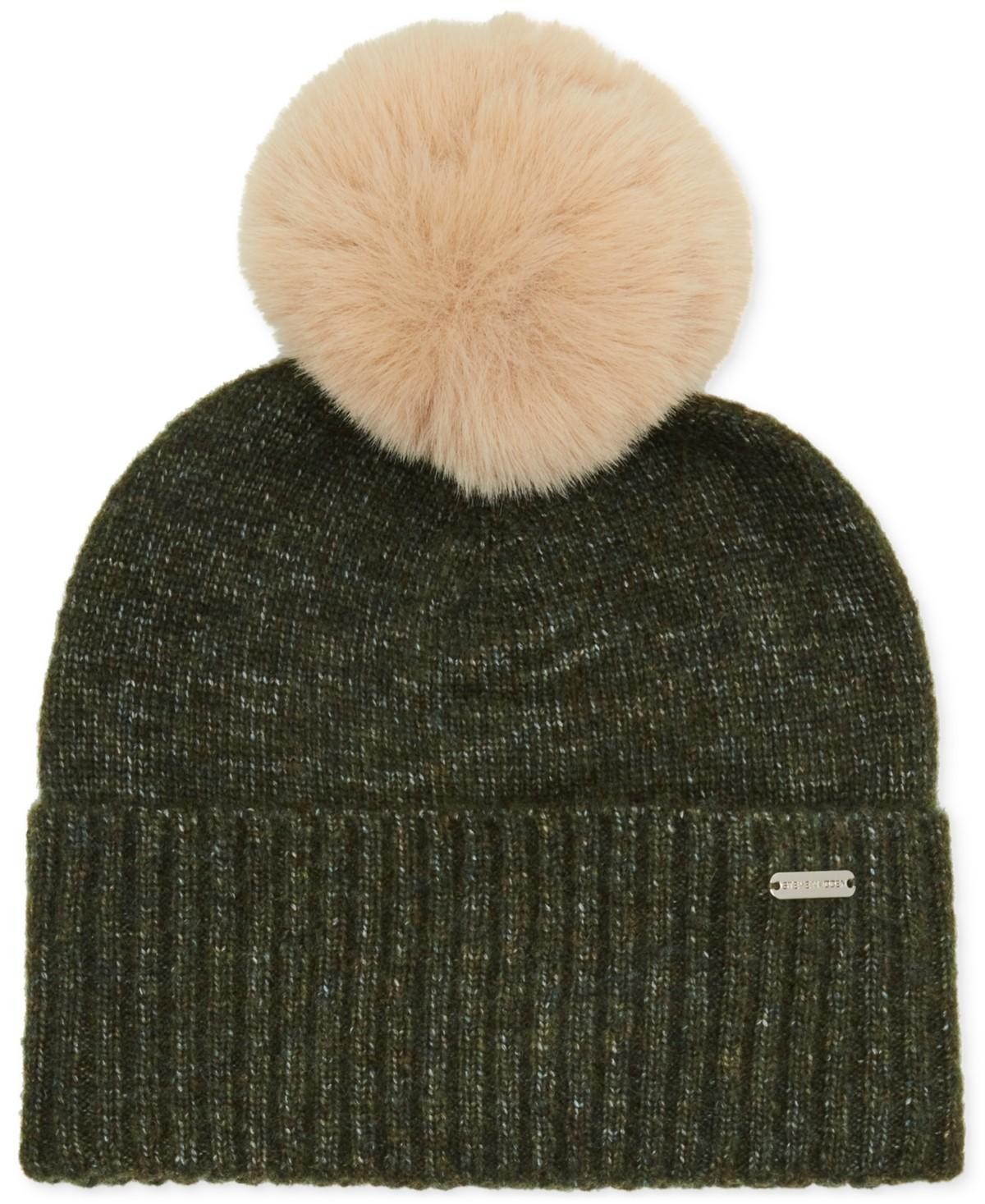 Steve Madden Womens Marled Knit Pom Pom Beanie - Olive - ONE SIZEUS 4290₽