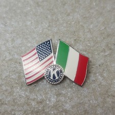 Kiwanis International Lapel Pin USA Italy Flags Enamel Clutch