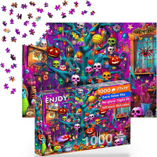 Halloween Puzzle 1000 Pieces for Adults - Haunted House, Skulls  Pumpkins Spook