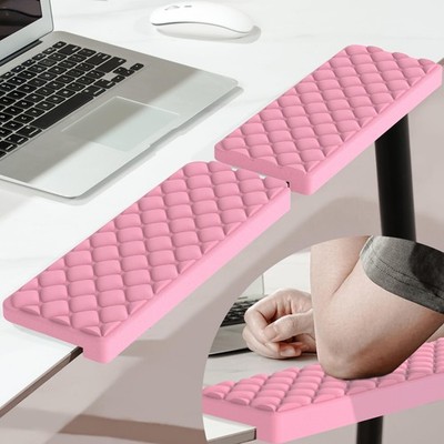 MEKASS L-Shaped Desk Elbow Pad Memory Foam Support Cushion Non-Slip Pink Diamond