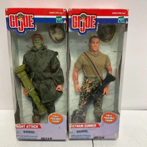 2001 Hasbro G.I. Joe Night Attack, Vietnam Gunner 12" Action Figures, Open Box