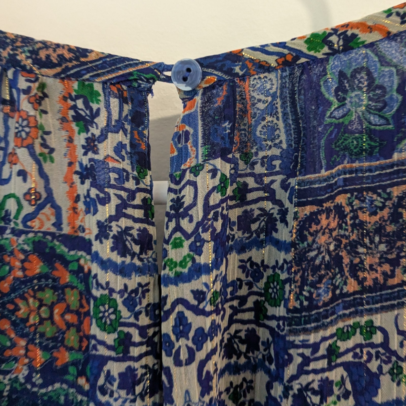 Ramy Brook Paris Patchwork Smocked Mini Dress Blu… - image 5