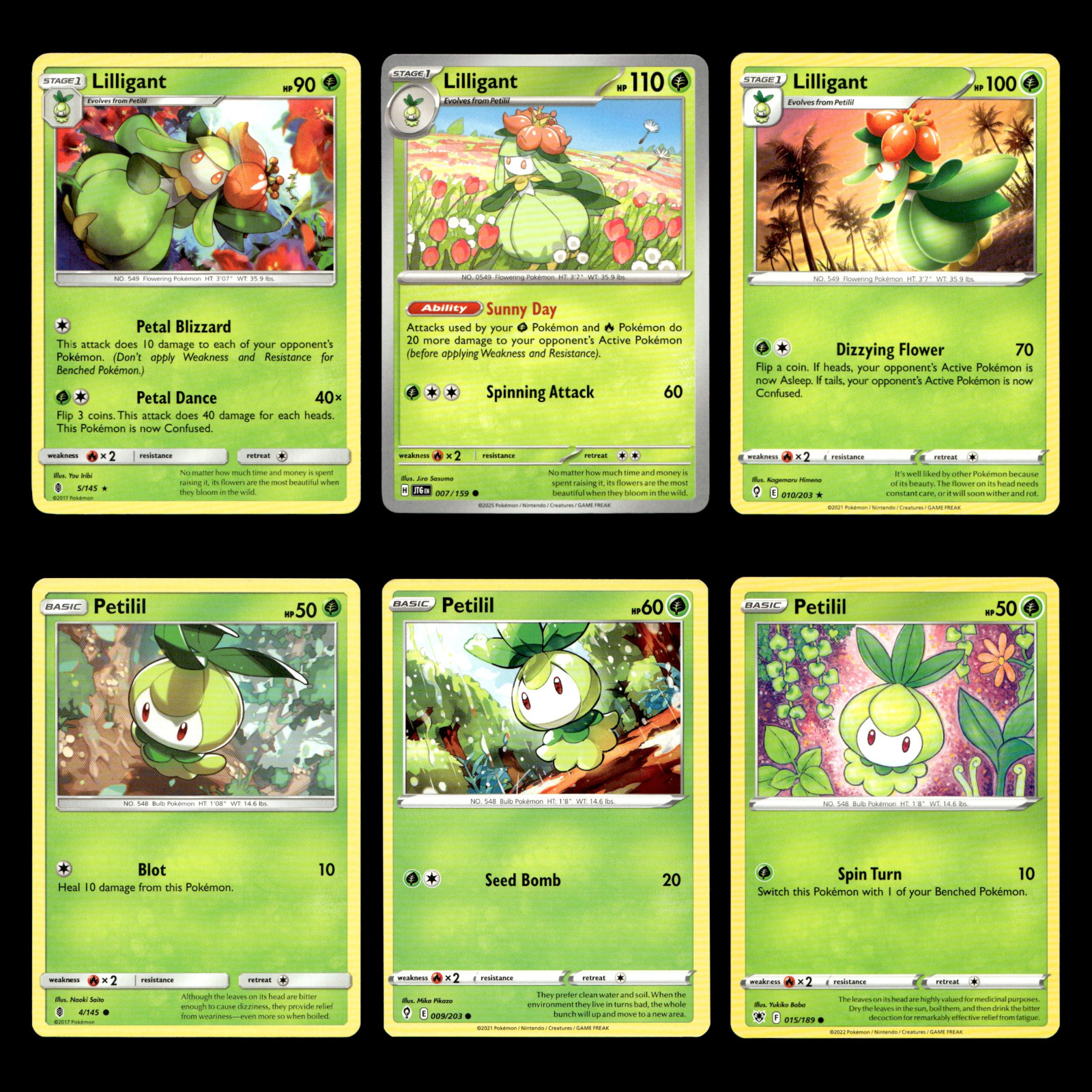 Lilligant Lot 5 Sun Moon Guardians Rising Pokemon Cards Collection Set TCG