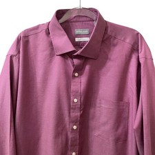 Michael Kors Mens Big Fit Airsoft Stretch Dress Shirt Burgundy Non-Iron 19 34/35