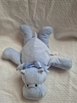 Peluche doudou hippopotame AMERICAN BEAR bleu ruban NEUF - Photo 1/2